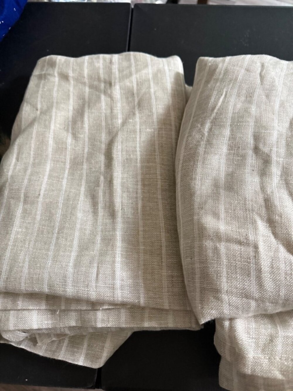 Ikea Birtine Beige Stripe 100% Linen Curtain Panel 57" X 98" Russia 1805 Retired